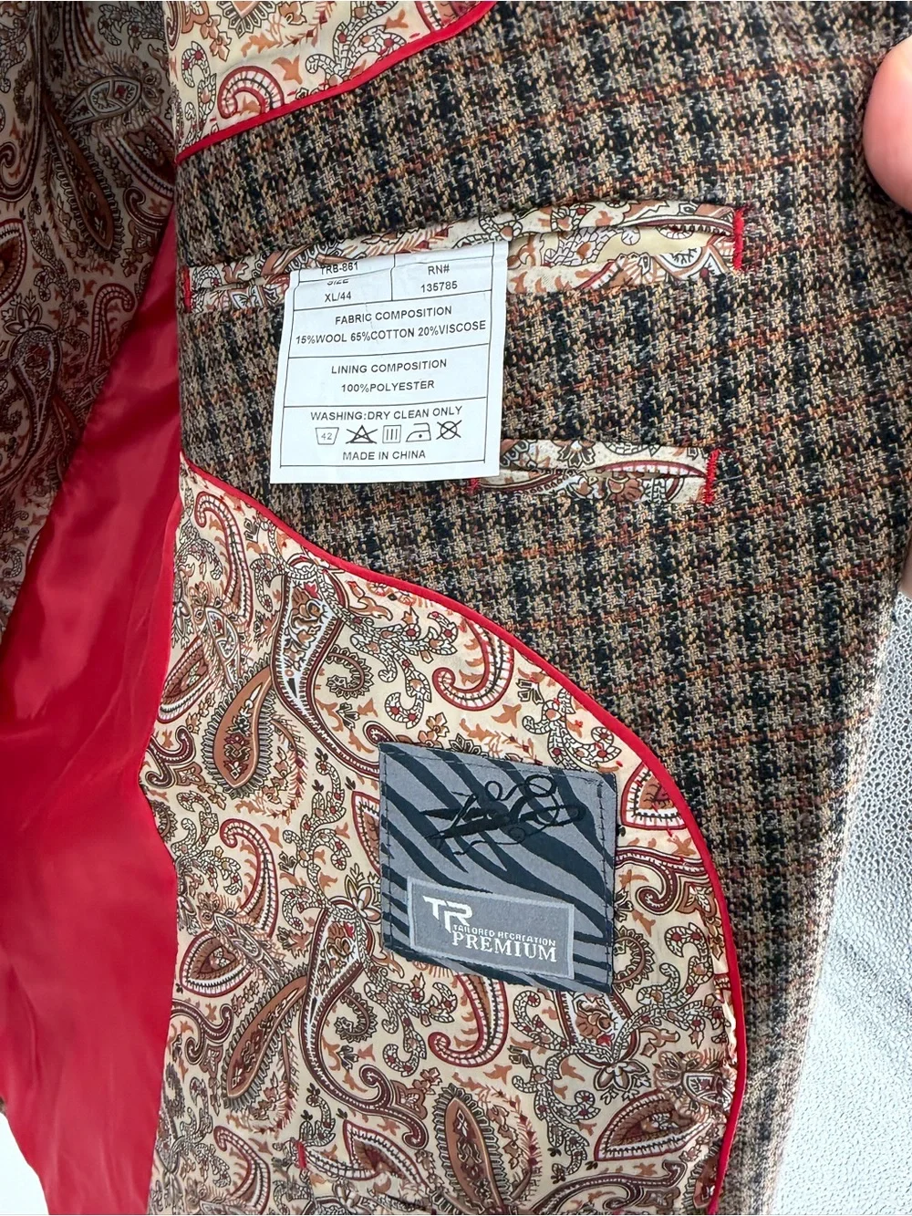 DarkAcademia Grandpcore IvyLeague Brownplaid TR SportCoatw/PaisleyLining SzXL/44